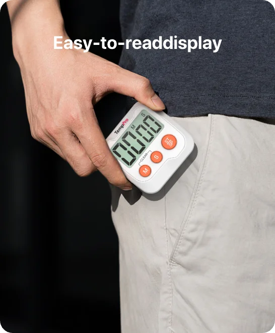 TempPro TM03 Digital Kitchen Timer — Memory Recall, 2-Level Alarm