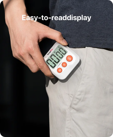 TempPro TM03 Digital Kitchen Timer — Memory Recall, 2-Level Alarm
