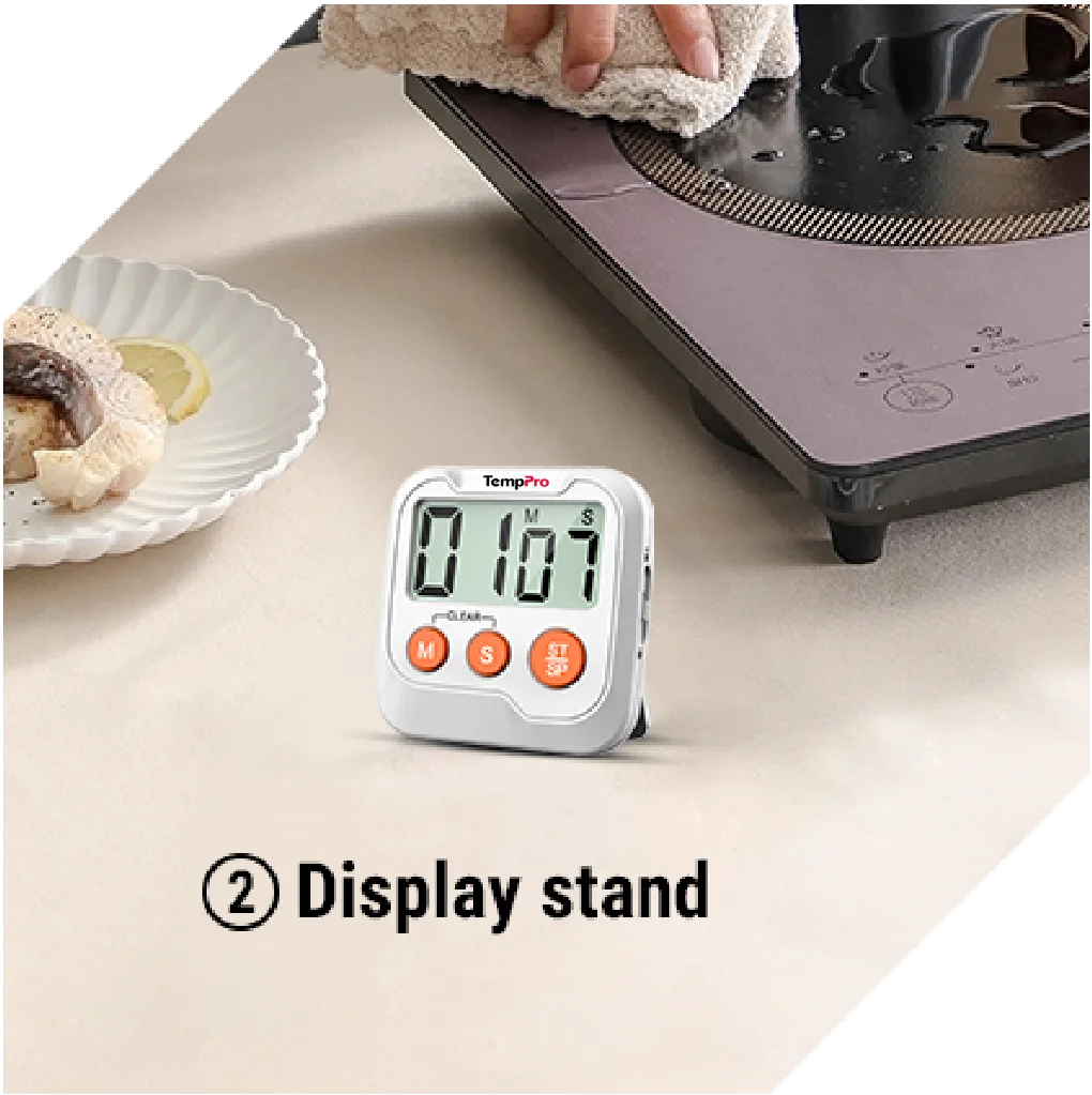 TempPro TM03 Digital Kitchen Timer — Memory Recall, 2-Level Alarm
