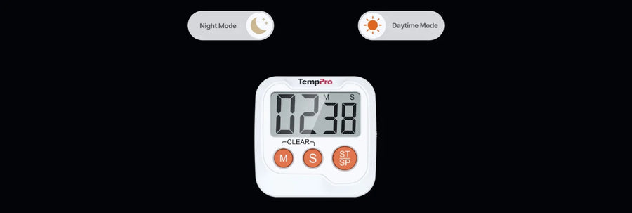 TempPro TM03 Digital Kitchen Timer — Memory Recall, 2-Level Alarm