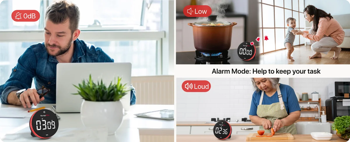 TempPro TM04B Digital Kitchen Timer — One-Touch Control, 3.1