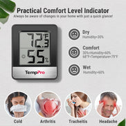 TempPro TP358 Bluetooth Hygrometer + TP49B Mini Hygrometer 3-Pack — Indoor Temperature & Humidity Monitor