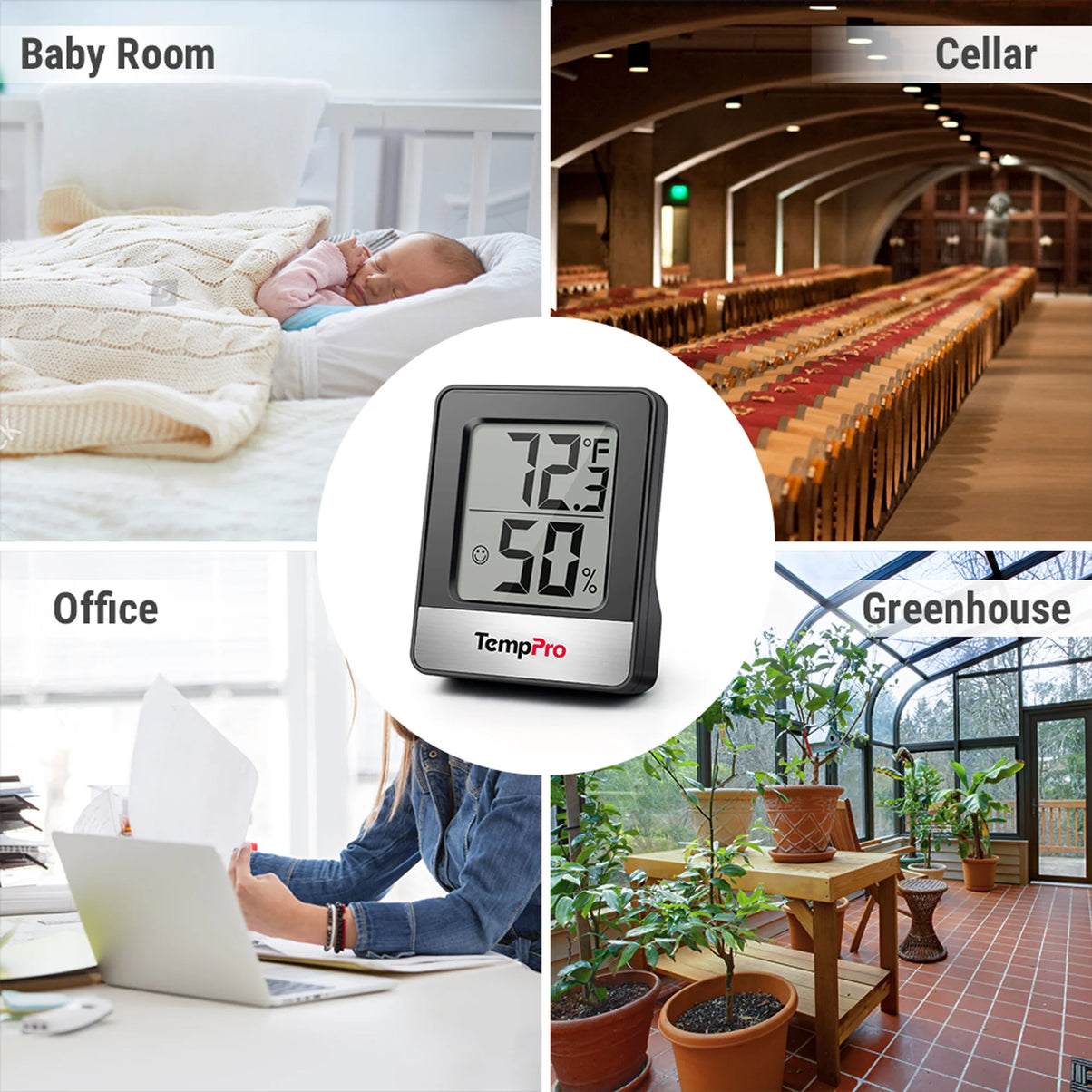 TempPro TP358 Bluetooth Hygrometer + TP49B Mini Hygrometer 3-Pack — Indoor Temperature & Humidity Monitor