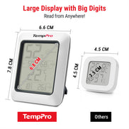 TempPro TempAir CORE TP50 Digital Indoor Thermometer & Hygrometer — Calibratable, Large Backlit
