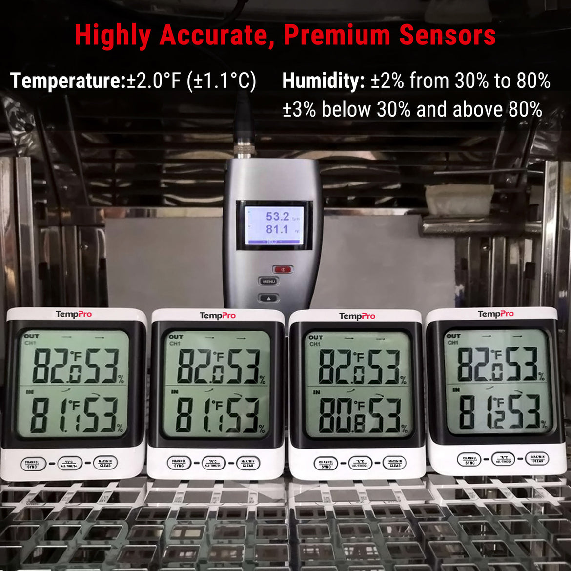 Thermomètre et hygromètre sans fil TempPro TempAir PLUS TP62B intérieur/extérieur — Portée de 150 m, Max/Min