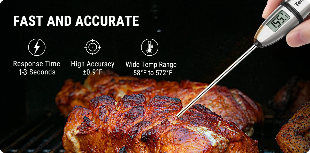 TempPro TP02S Instant-Read Meat Thermometer — 1-Second Read, 5.3