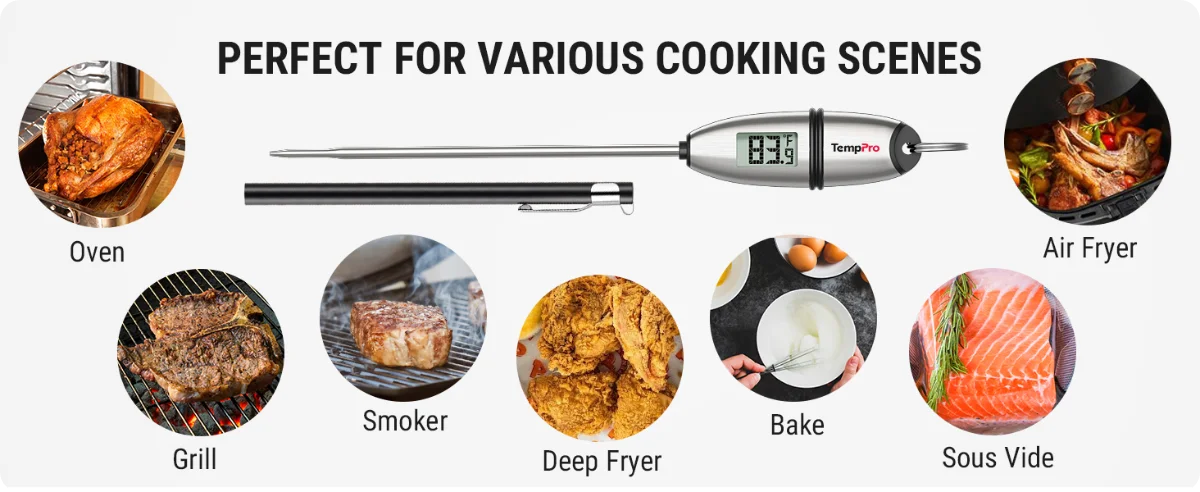 TempPro TP02S Instant-Read Meat Thermometer — 1-Second Read, 5.3