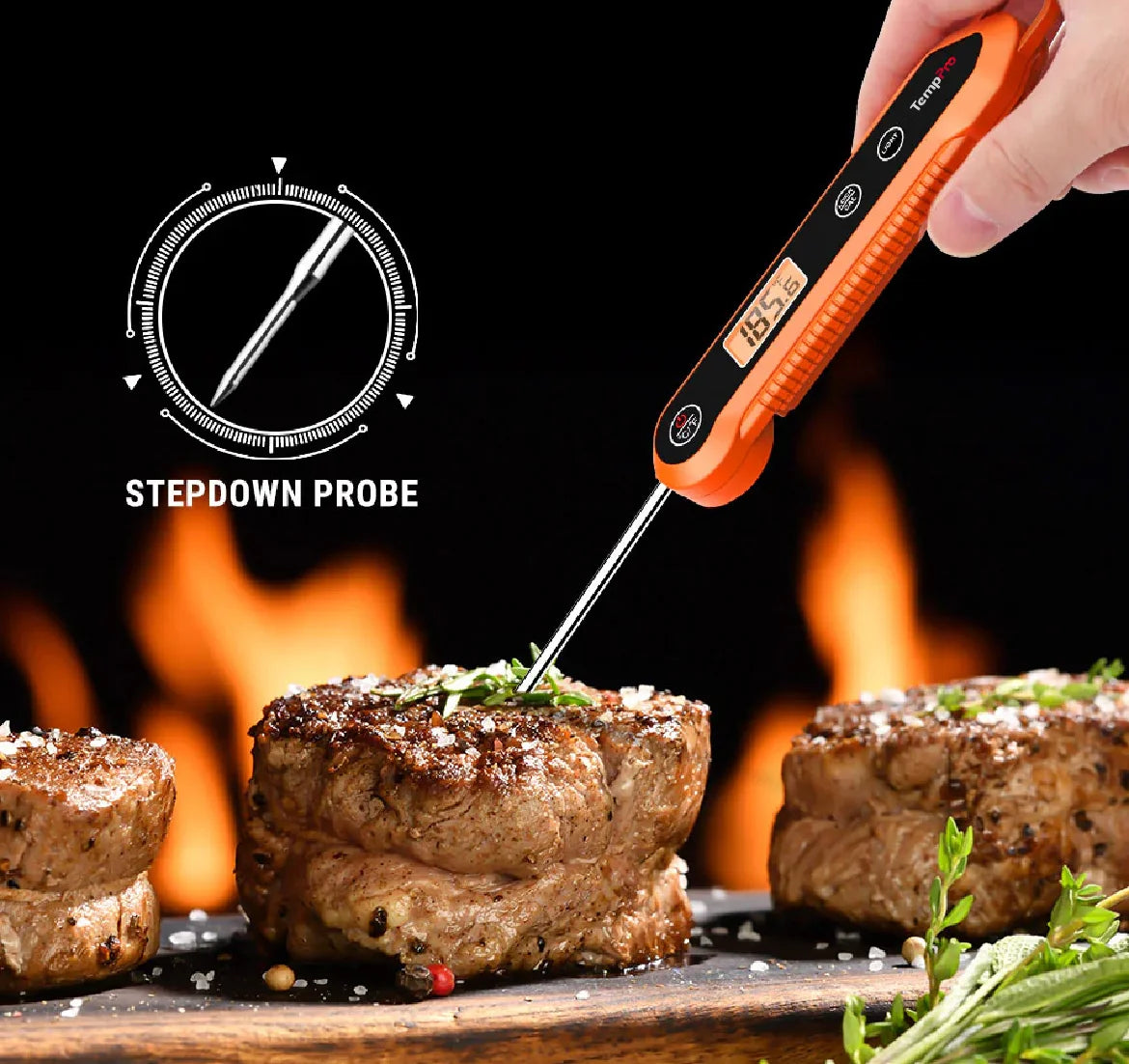TempPro TP03H Instant-Read Meat Thermometer — Digital, Compact, Backlit