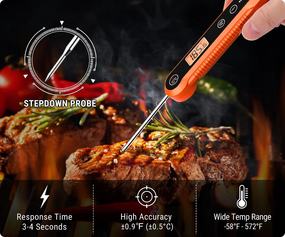 TempPro TP03H Instant-Read Meat Thermometer — Digital, Compact, Backlit