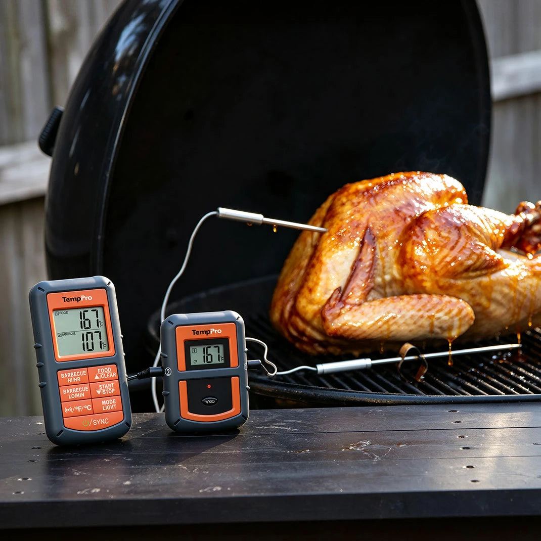 TempPro TP08S Wireless Meat Thermometer — Dual Probe, Transmitter & Receiver (No App Needed)
