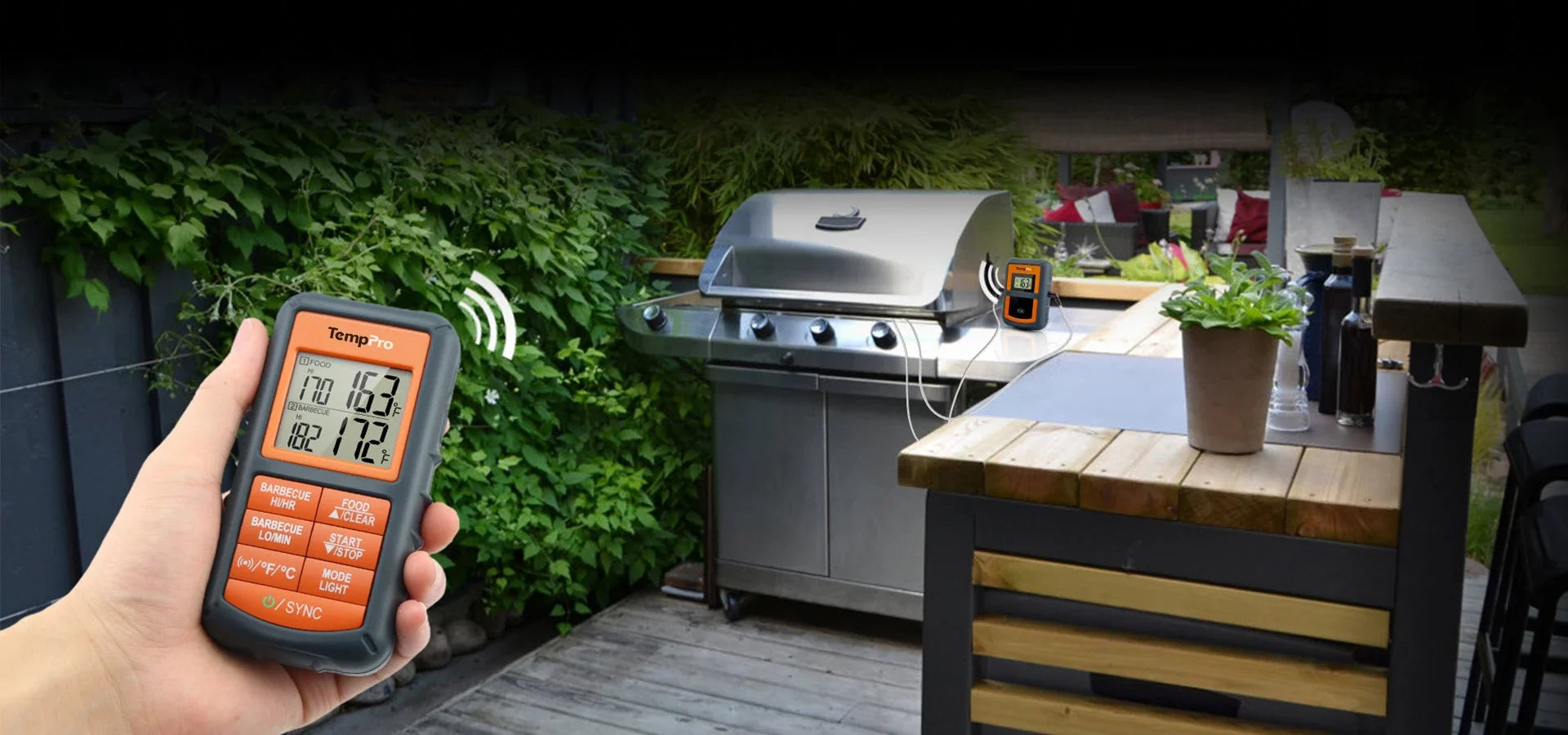 TempPro TP08S Wireless Meat Thermometer — Dual Probe, Transmitter & Receiver (No App Needed)