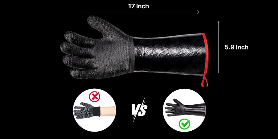 TempPro TP100 Waterproof BBQ Gloves — 932°F Heat-Resistant, 14" Sleeves