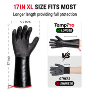 TempPro TP100 Waterproof BBQ Gloves — 932°F Heat-Resistant, 14" Sleeves