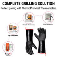 TempPro TP100 Waterproof BBQ Gloves — 932°F Heat-Resistant, 14" Sleeves