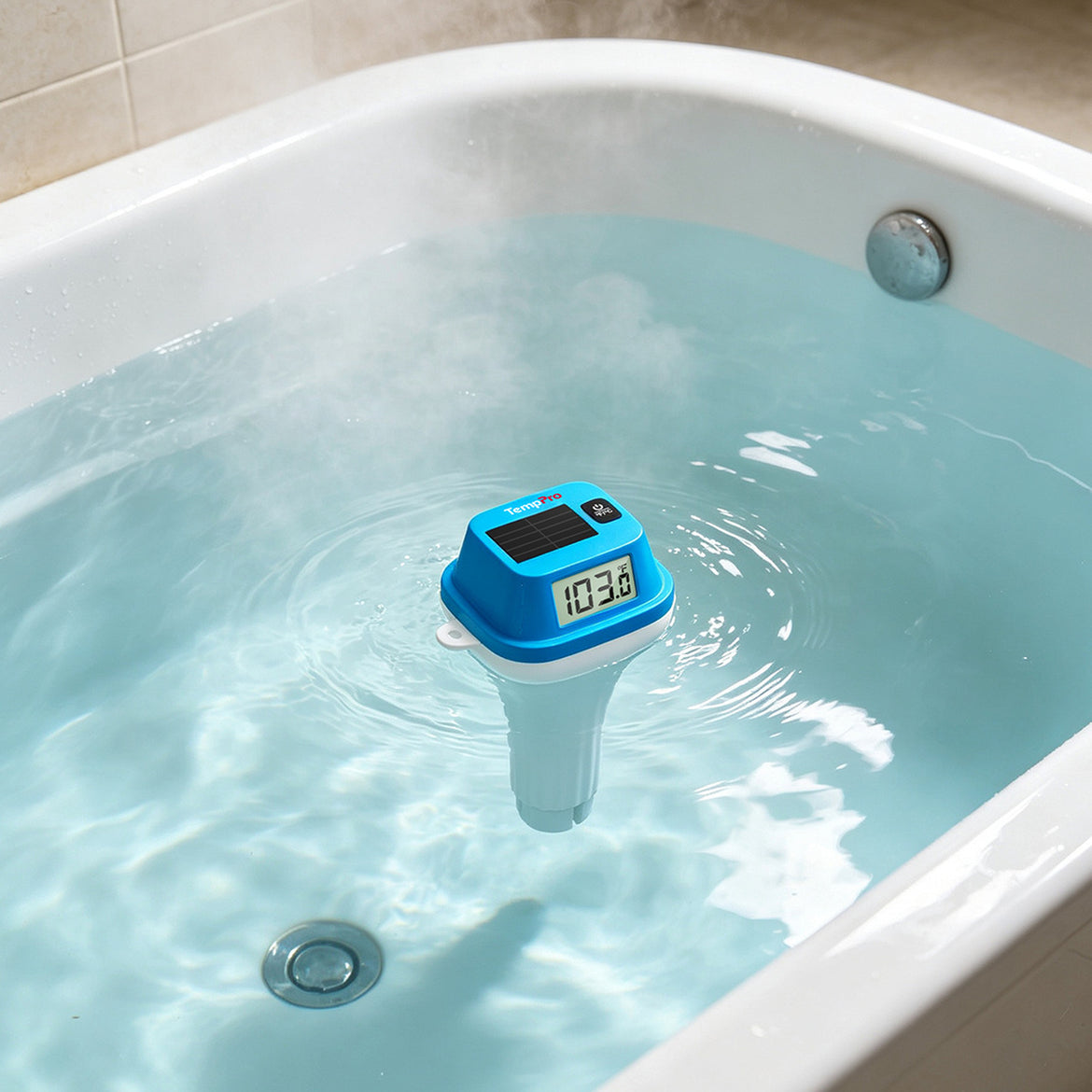 TempPro TempAir CORE TP111 Solar Floating Pool Thermometer - IPX8 Waterproof, Dual LCD