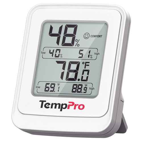 TempPro TP150 Greenhouse Thermometer & Hygrometer — ±1°F/±2% RH, 24h Max/Min