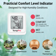 TempPro TempAir CORE TP150 Greenhouse Thermometer & Hygrometer — ±1°F/±2% RH, 24h Max/Min