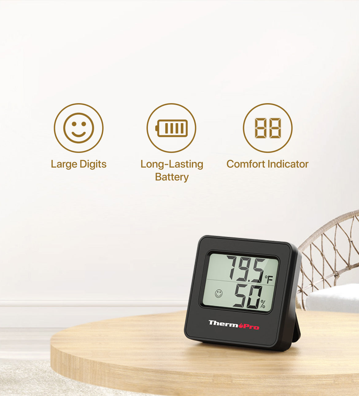 Paquete de 3 termómetros/higrómetros digitales para interiores ThermoPro TP157