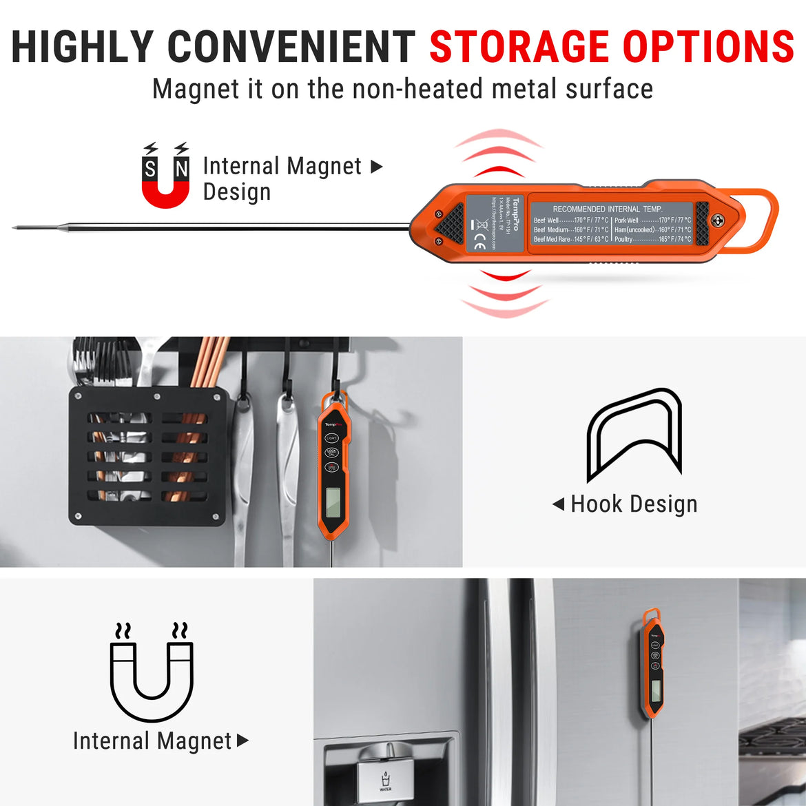 Termómetro de carne de lectura instantánea TempPro TempSwift CORE TP15H — Digital, resistente al agua