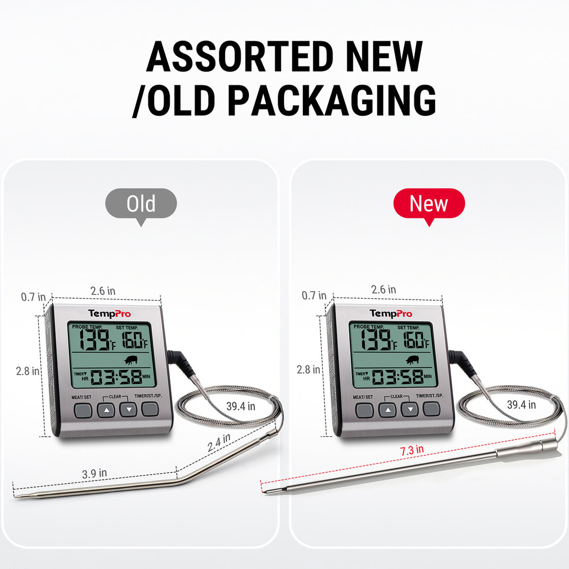 Thermomètre à viande TempPro TempTrack CORE TP16S à laisser en place — Sonde compatible four avec alarme intelligente