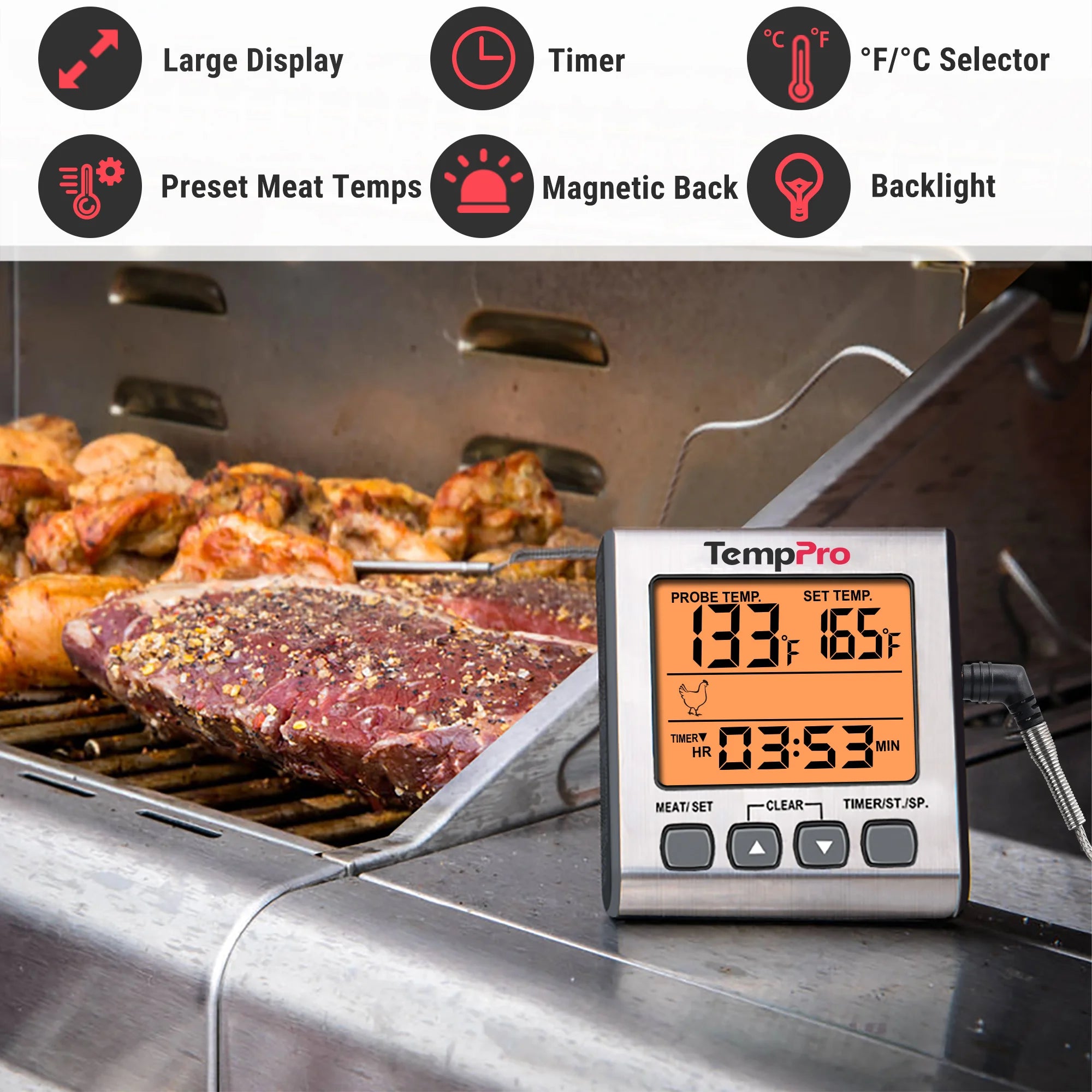 Termómetro para carne sin enjuague TP16S