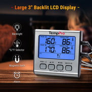 Thermomètre à viande TempPro TempTrack PLUS TP17 – Utilisation au four et sur le grill, avec minuterie et alarme