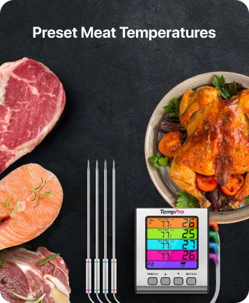 TempPro TP17 Leave-In Meat Thermometer - 4 Probes