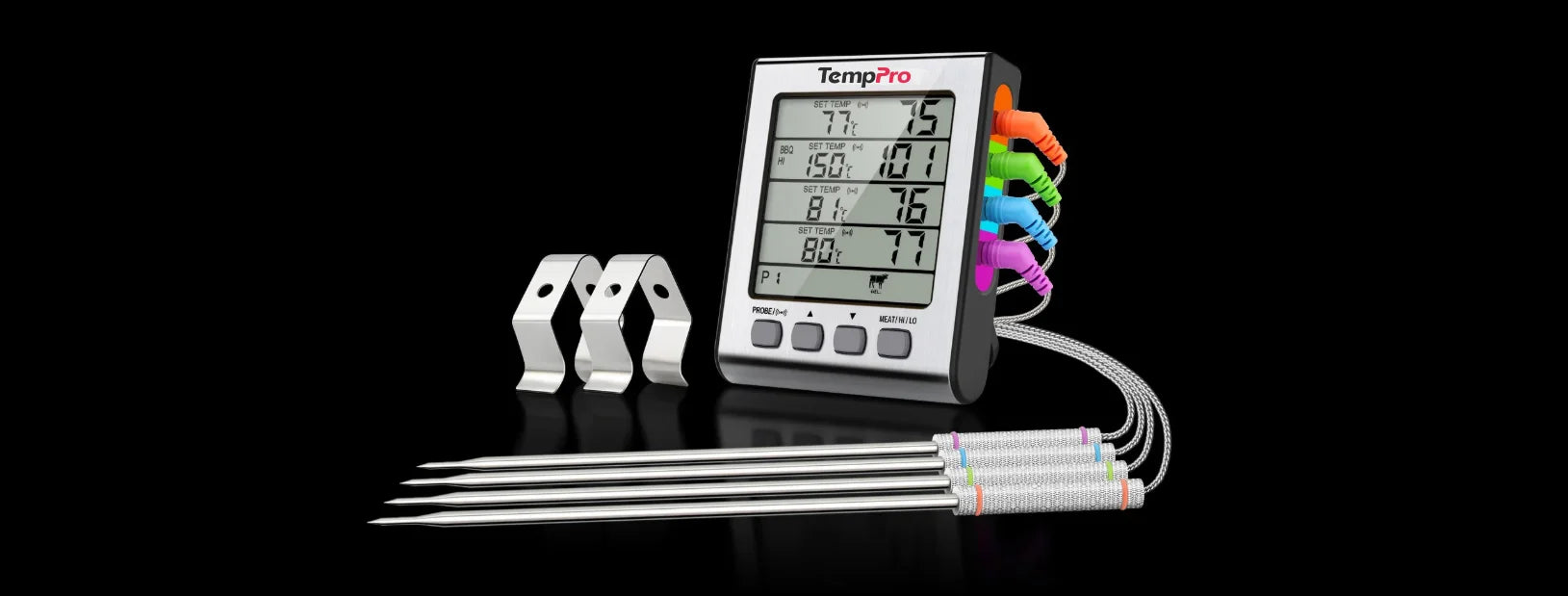 TempPro TP17 Leave-In Meat Thermometer - 4 Probes