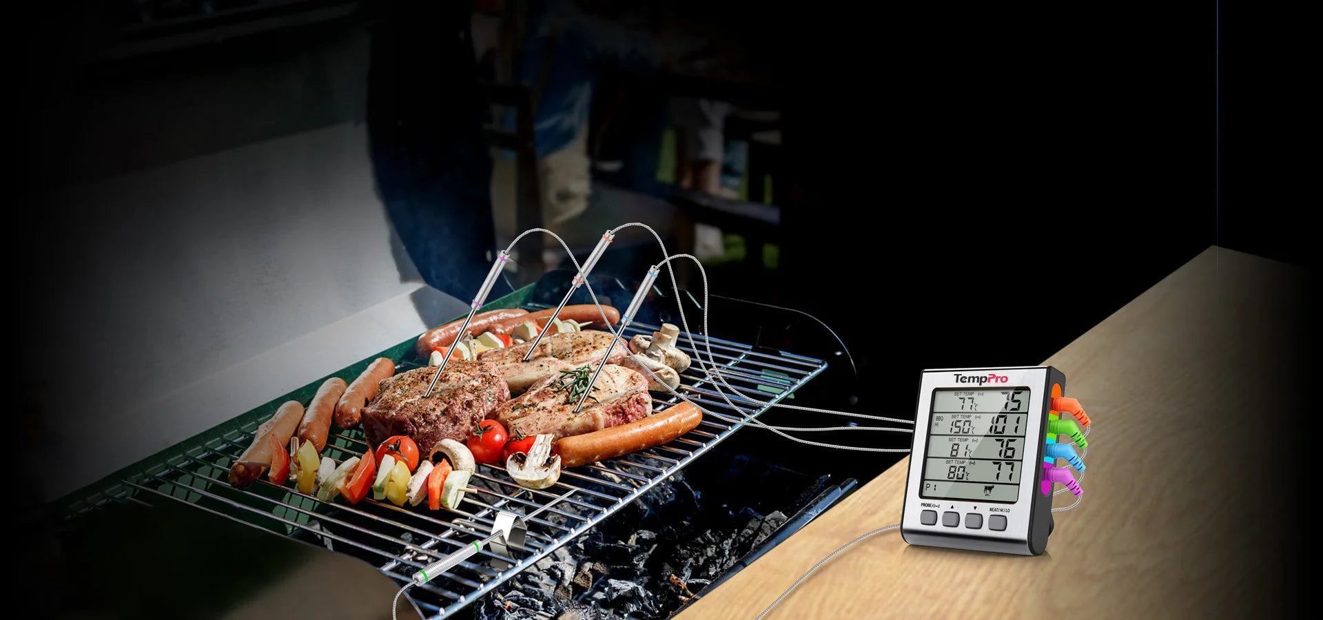 TempPro TP17 Leave-In Meat Thermometer - 4 Probes