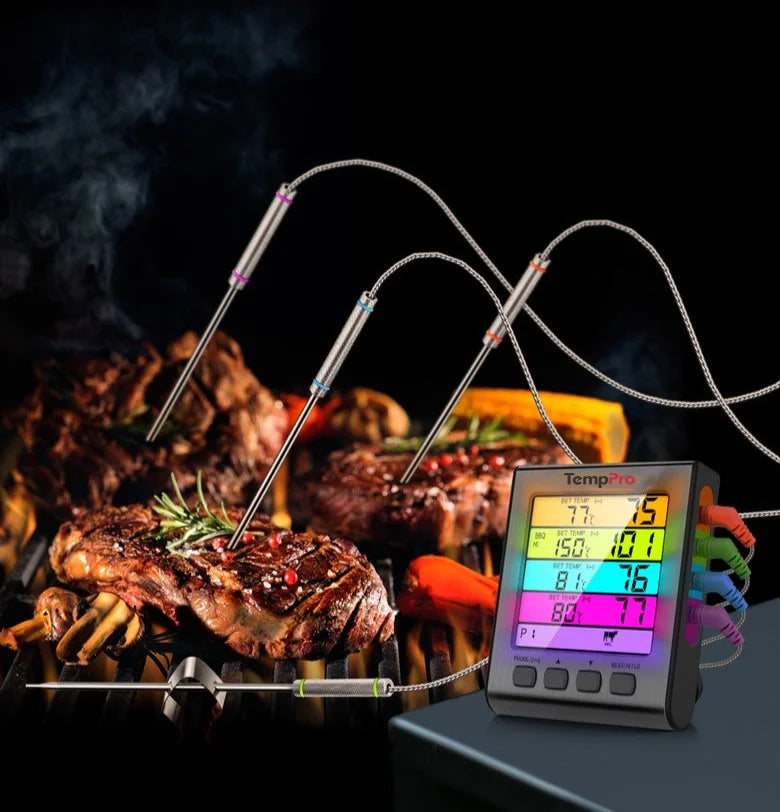 TempPro TP17 Leave-In Meat Thermometer - 4 Probes