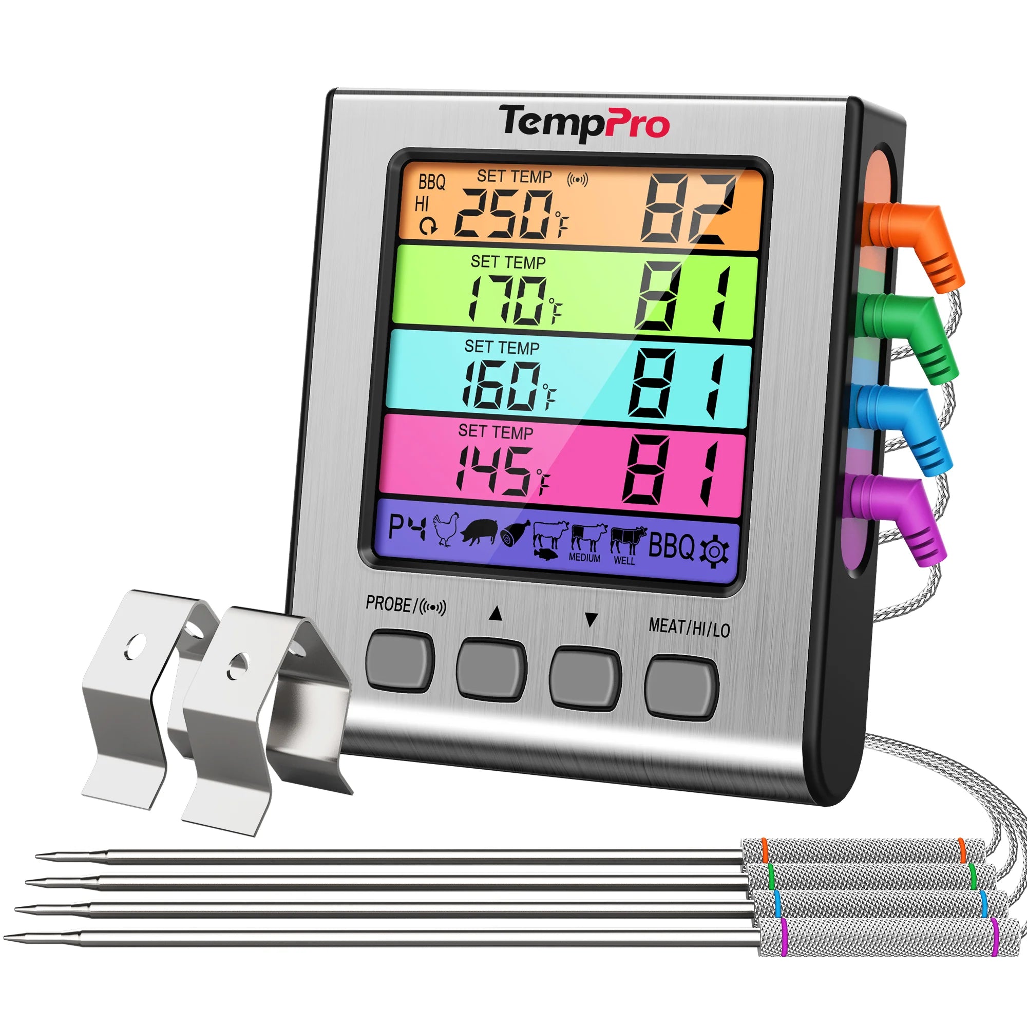 TempPro TP17 Leave-In Meat Thermometer - 4 Probes