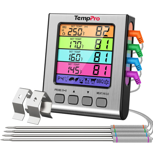 TempPro TP17 Leave-In Meat Thermometer - 4 Probes
