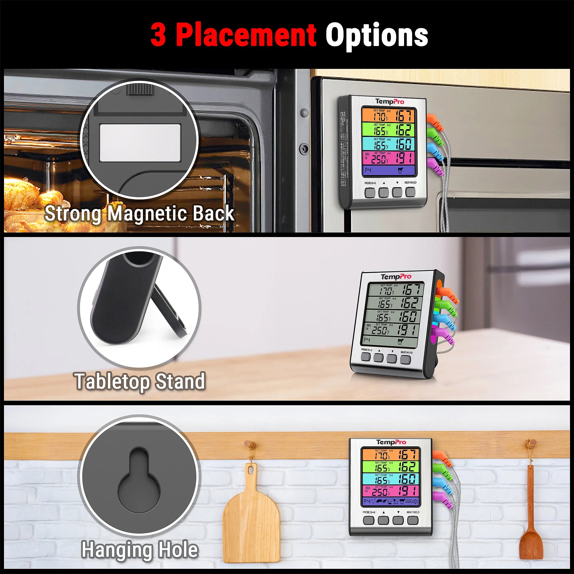 TempPro TP17 Leave-In Meat Thermometer - 4 Probes