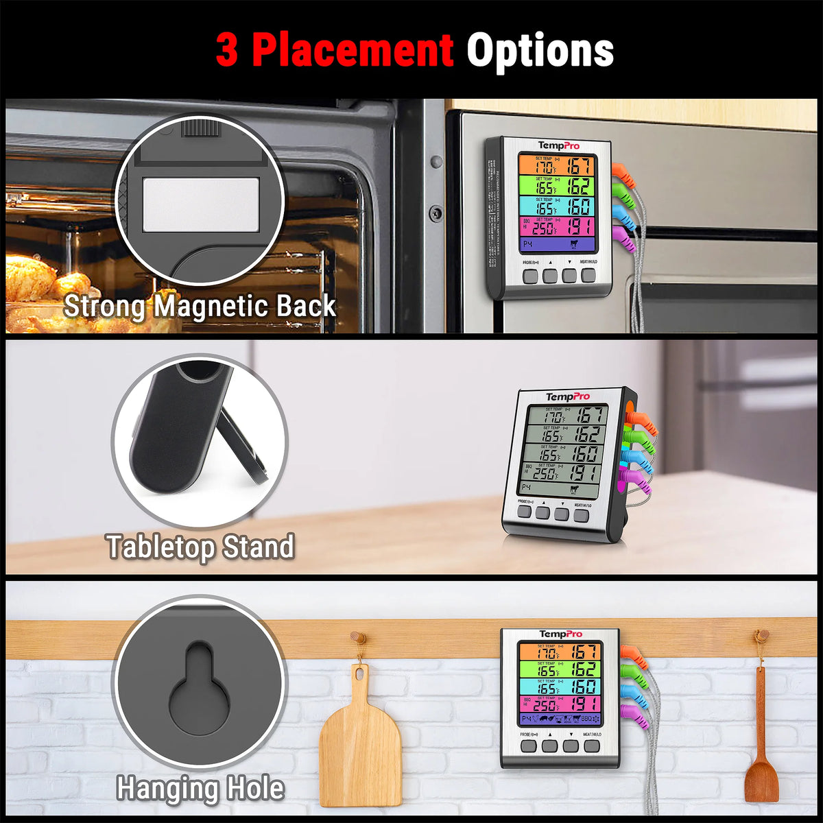 TempPro TempTrack ELITE TP17H Leave-In Meat Thermometer - 4 Probes