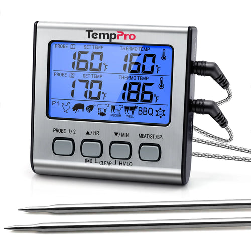 TempPro TP17 Leave-In Meat Thermometer — Oven & Grill Safe, Timer & Alarm