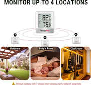 TempPro TempAir PLUS TP200B Wireless Indoor Outdoor Thermometer - Up to 4 Locations, 500ft