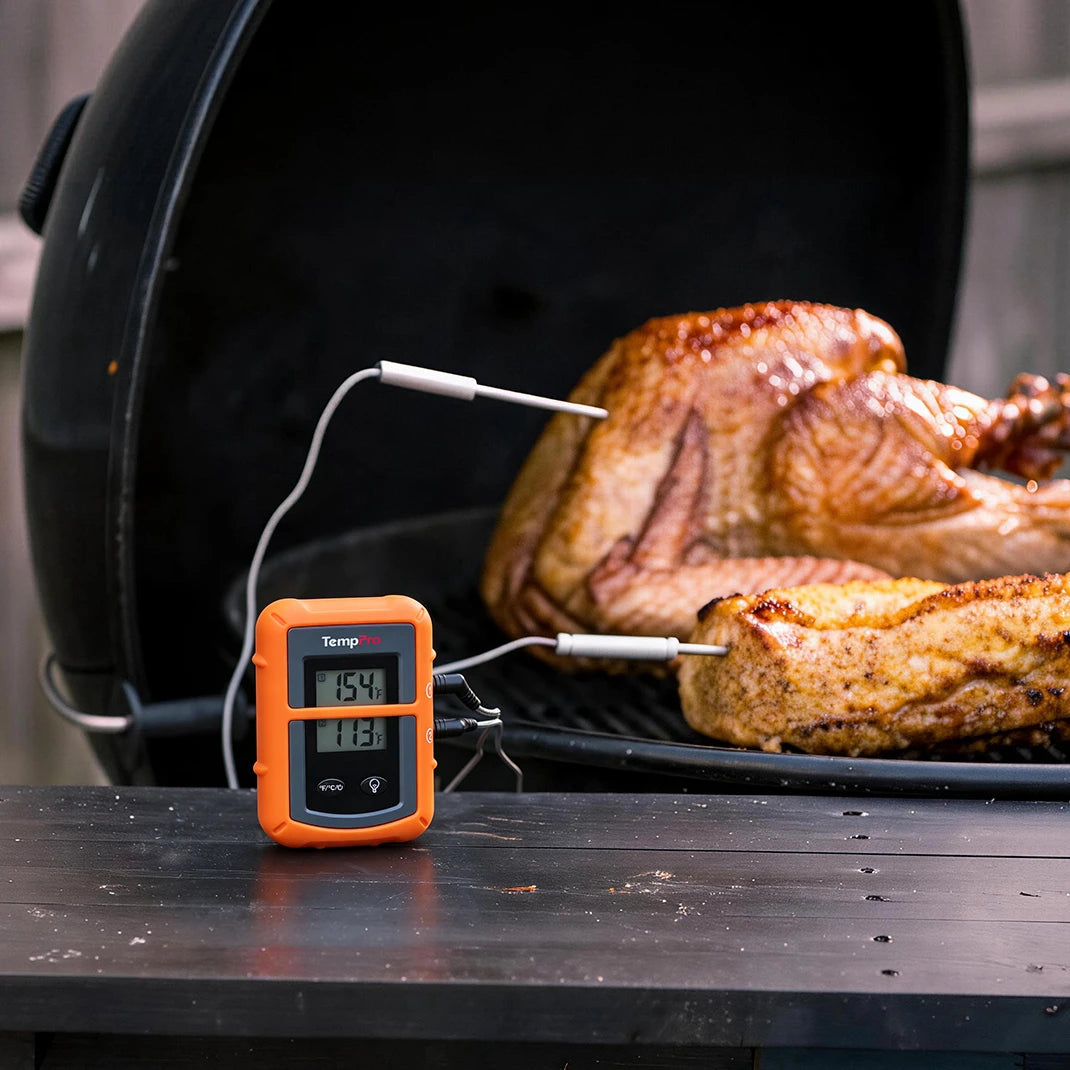 Termómetro de carne inalámbrico TempPro TempSync CORE TP20B — Sonda doble, transmisor y receptor (no requiere aplicación)