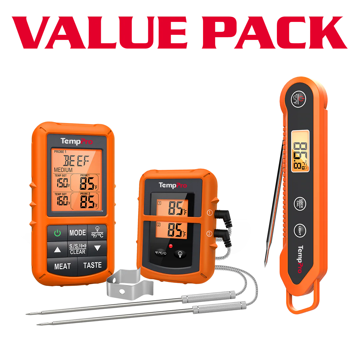 TempPro TP20B Wireless Leave-In Meat Thermometer + TP03H Instant-Read Thermometer — Value Pack