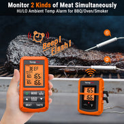 Termómetro de carne inalámbrico TempPro TempSync CORE TP20B — Sonda doble, transmisor y receptor (no requiere aplicación)