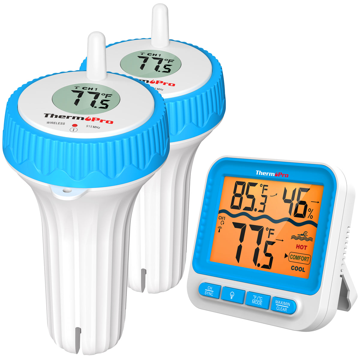 Thermomètre de piscine numérique sans fil ThermoPro TP211B de 152 m