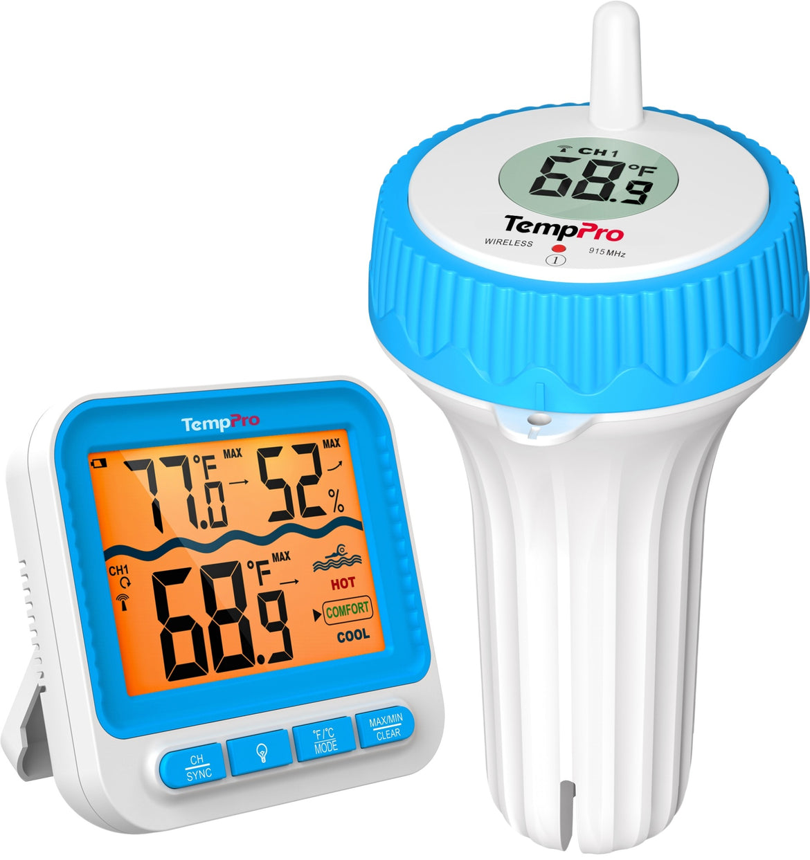 Thermomètre de piscine numérique sans fil TempPro TP211B de 152 m