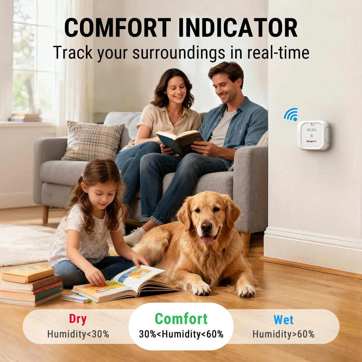TempPro TempAir PLUS TP220B Wireless Indoor Outdoor Thermometer & Hygrometer — 3 Remote Sensors, 500ft