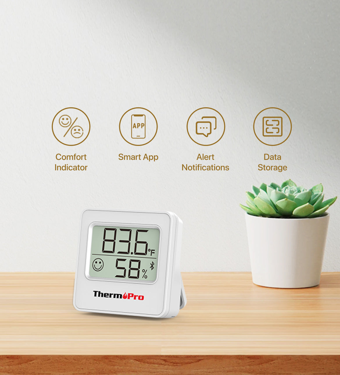 Termómetro higrómetro Bluetooth para interiores ThermoPro TP357 (paquete de 2)