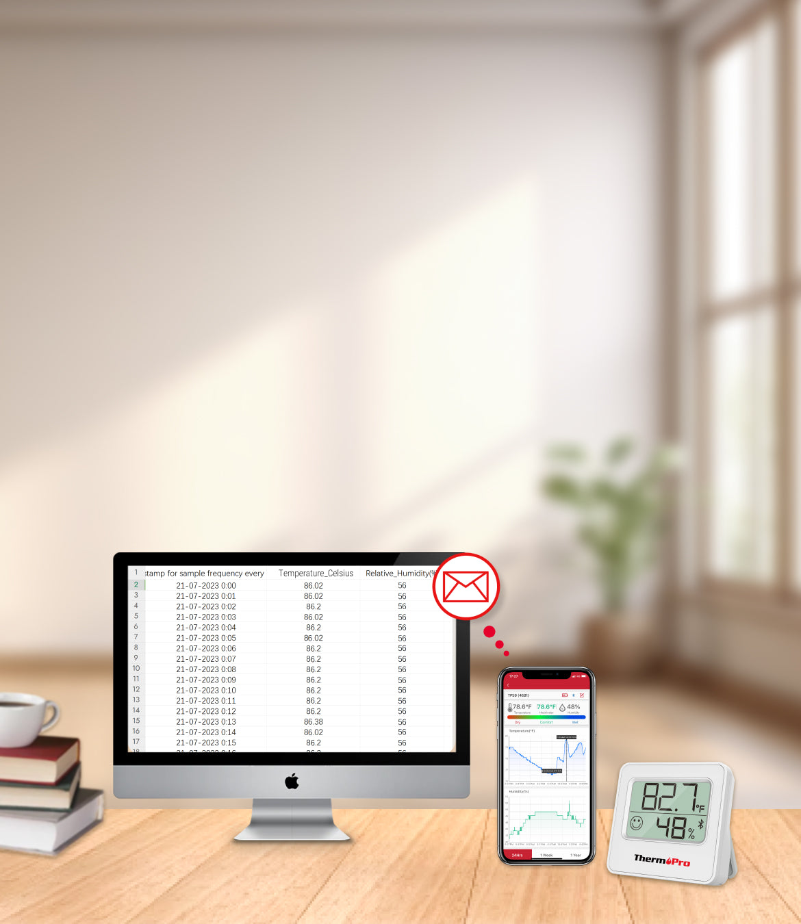 Termómetro higrómetro Bluetooth para interiores ThermoPro TP357 (paquete de 2)
