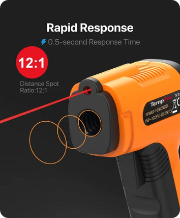 Pistola Termómetro Infrarrojo TempPro TempScan CORE TP30 — Temperatura de Superficie sin Contacto, D:S 12:1