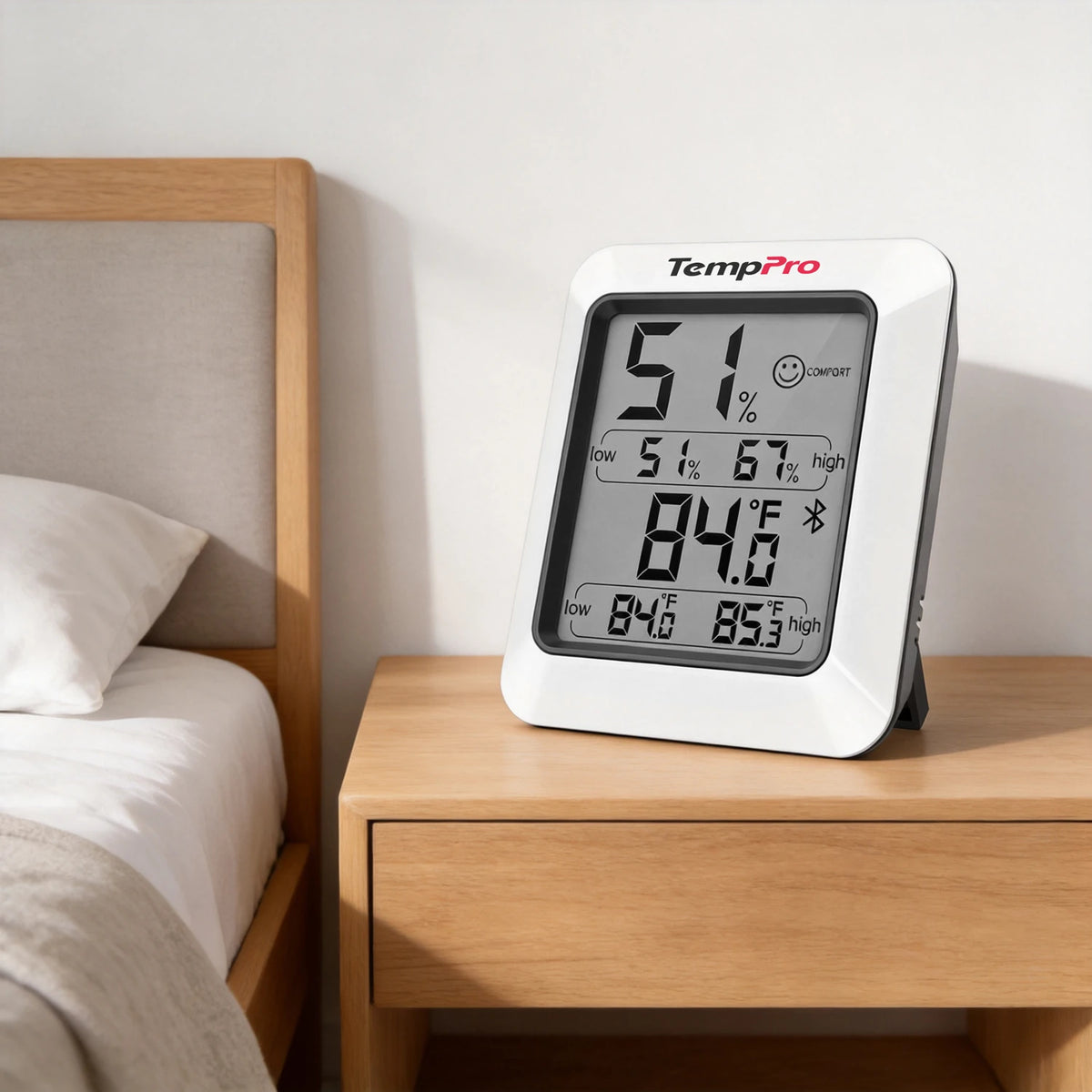 TempPro TempAir ELITE TP350 Bluetooth Hygrometer & Thermometer — 260ft Range, 2-Year Data Storage