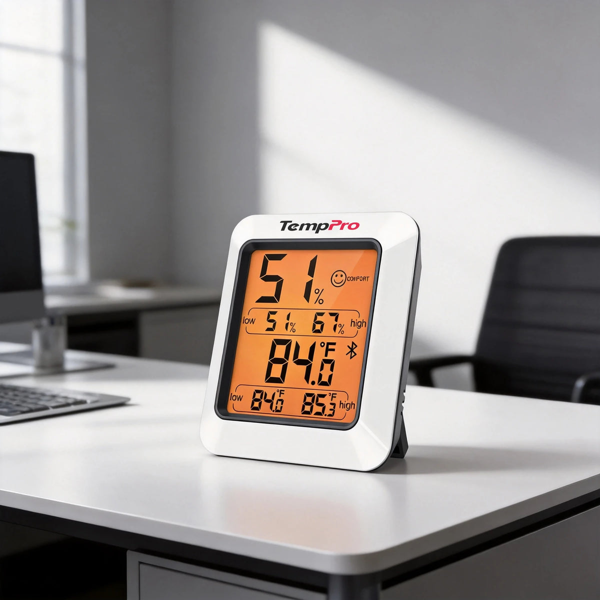 TempPro TempAir ELITE TP350 Bluetooth Hygrometer & Thermometer — 260ft Range, 2-Year Data Storage