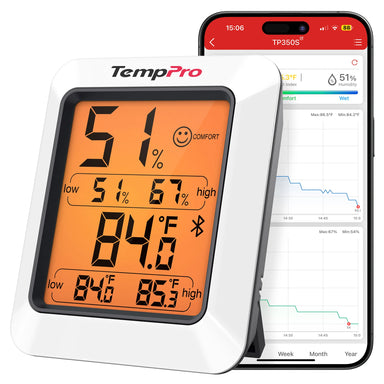 Hygromètre et thermomètre Bluetooth TempPro TempAir ELITE TP350 — Portée de 80 m, stockage de données de 2 ans