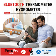 TempPro TempAir ELITE TP350 Bluetooth Hygrometer & Thermometer — 260ft Range, 2-Year Data Storage