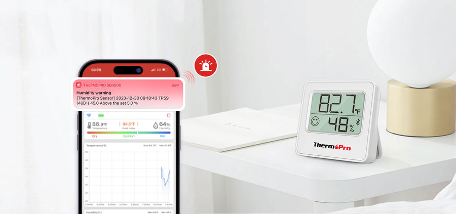 Termómetro higrómetro Bluetooth para interiores TempPro TP357 (paquete de 2)